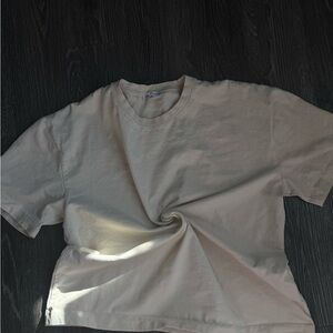 Zara Men's Cream and Tan T-shirt